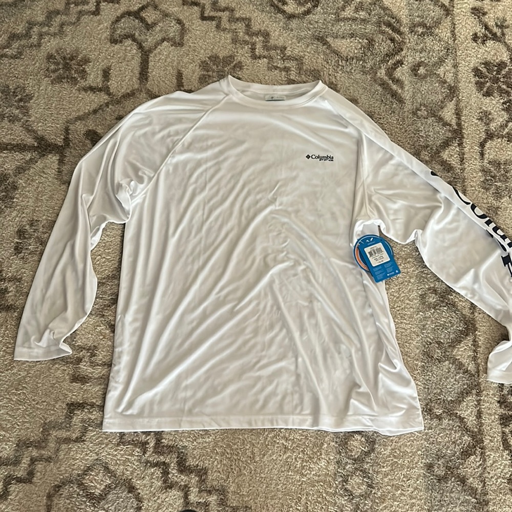 MENS Columbia PFG White Dri-Fit Long Sleeve Shirt size: XXL